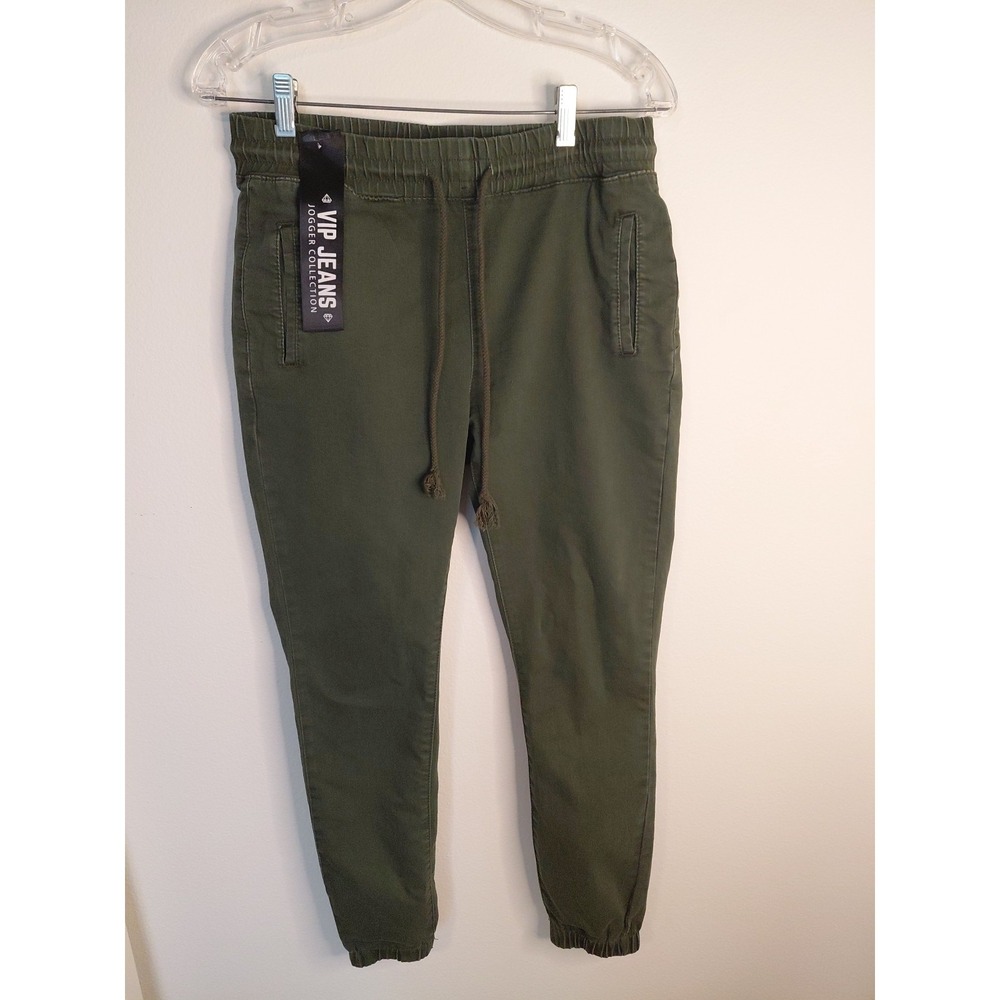NWT VIP Jeans Jogger Khaki Green Cotton Cargo Pants Streetwear Size 11/30